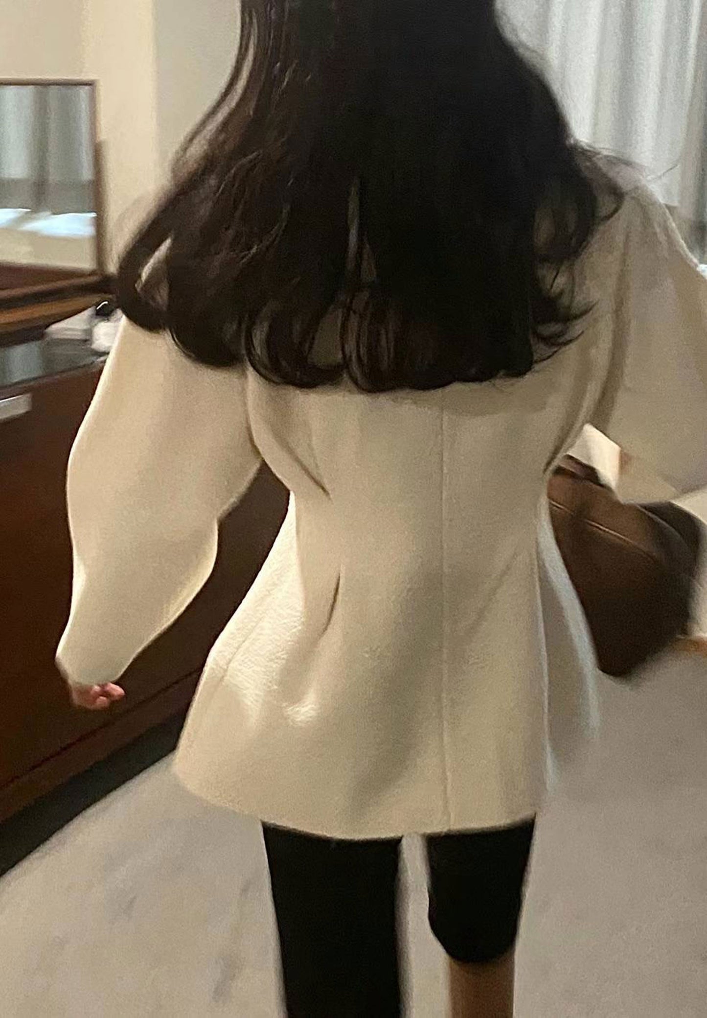 (Pre-order) Cream Tweed Peplum Jacket