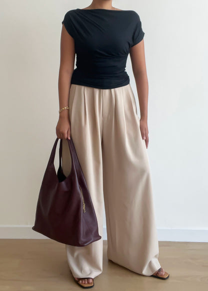 Beige Wide Pants