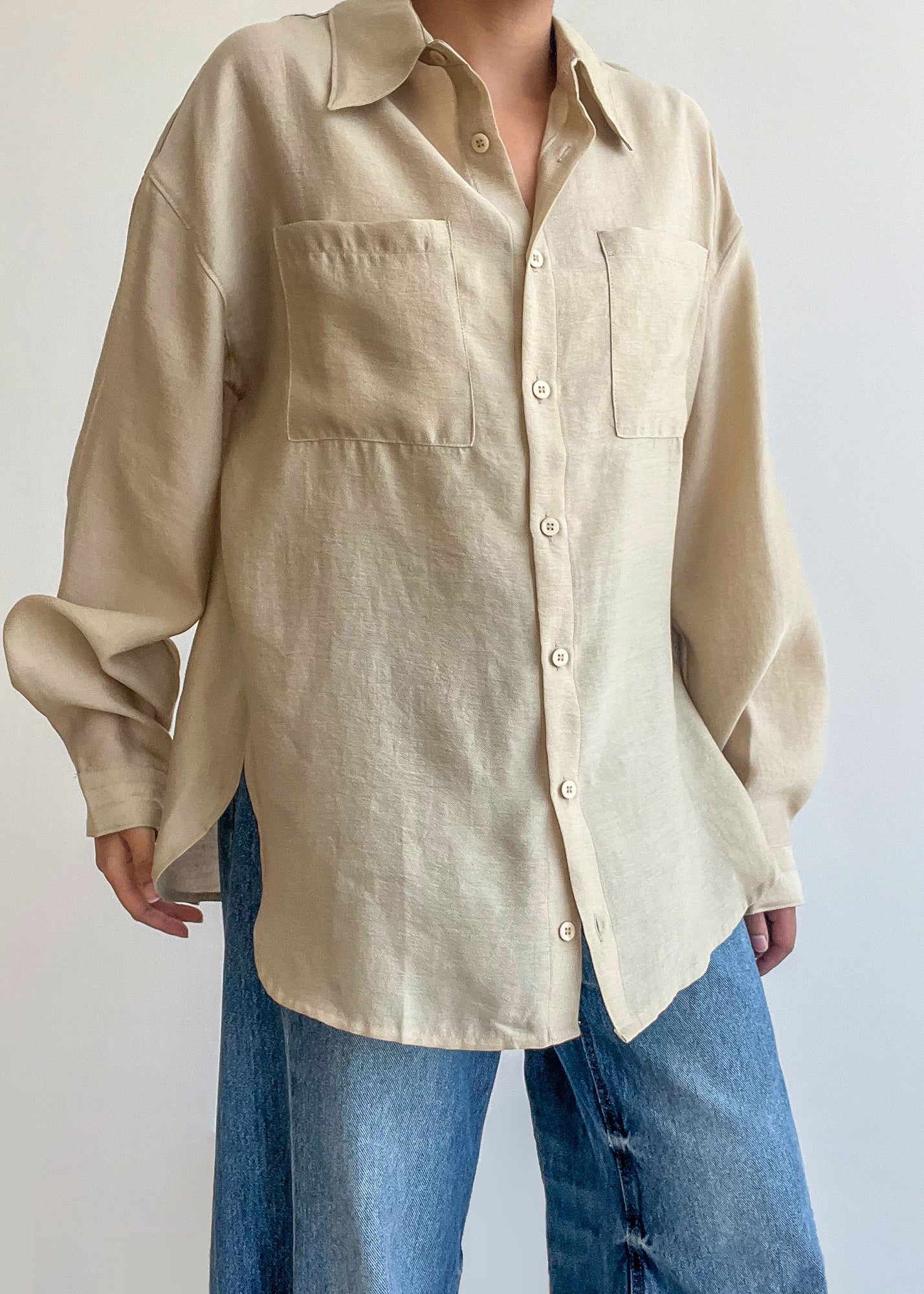 Beige Button Down Shirt