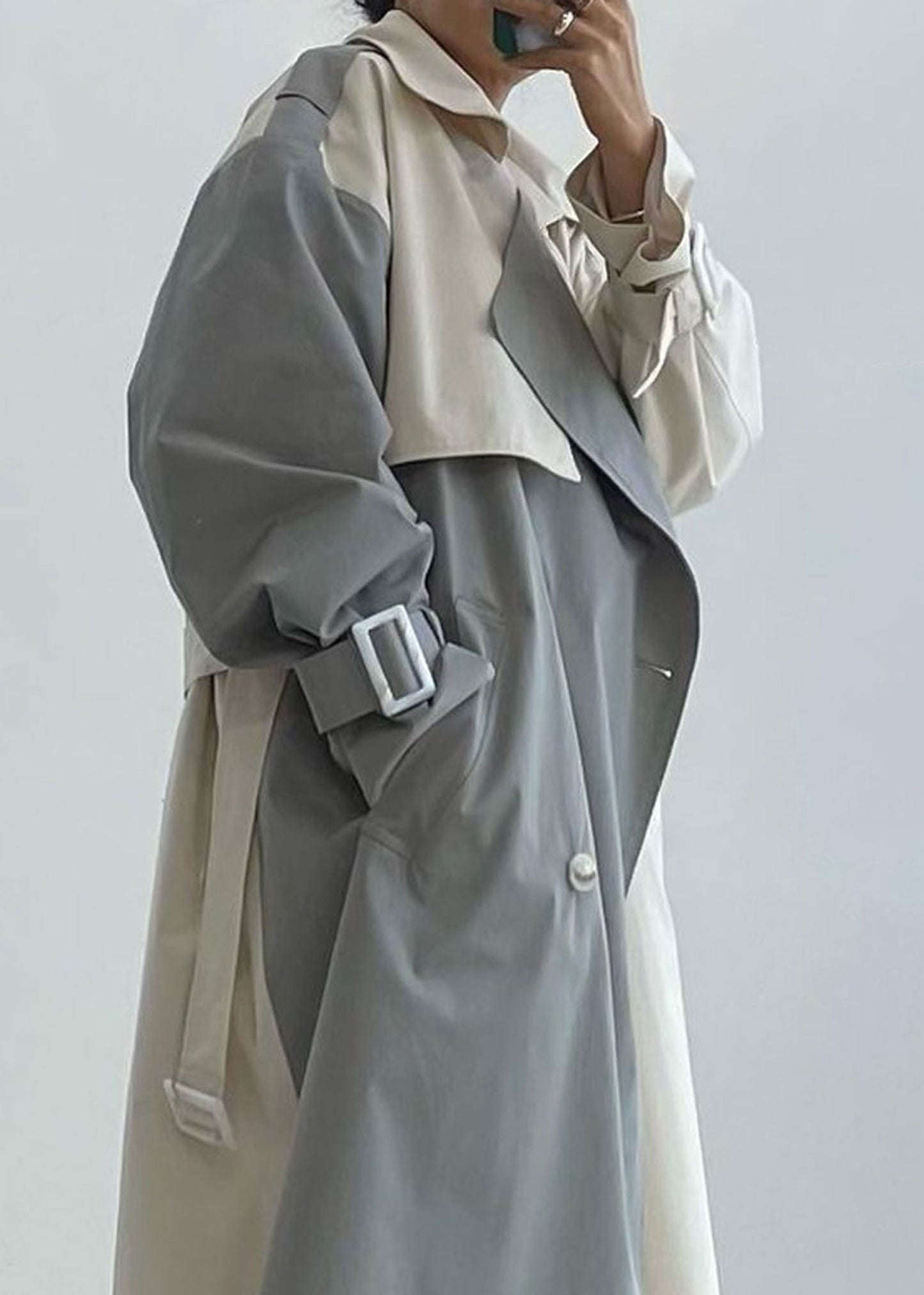 Grey and Cream Trench Coat