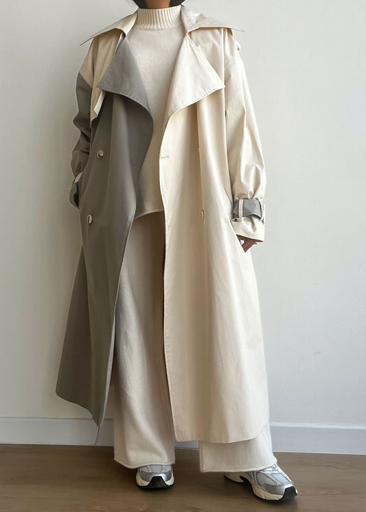 Grey and Cream Trench Coat