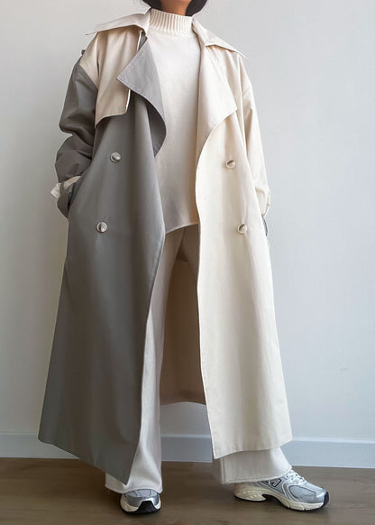 Grey and Cream Trench Coat