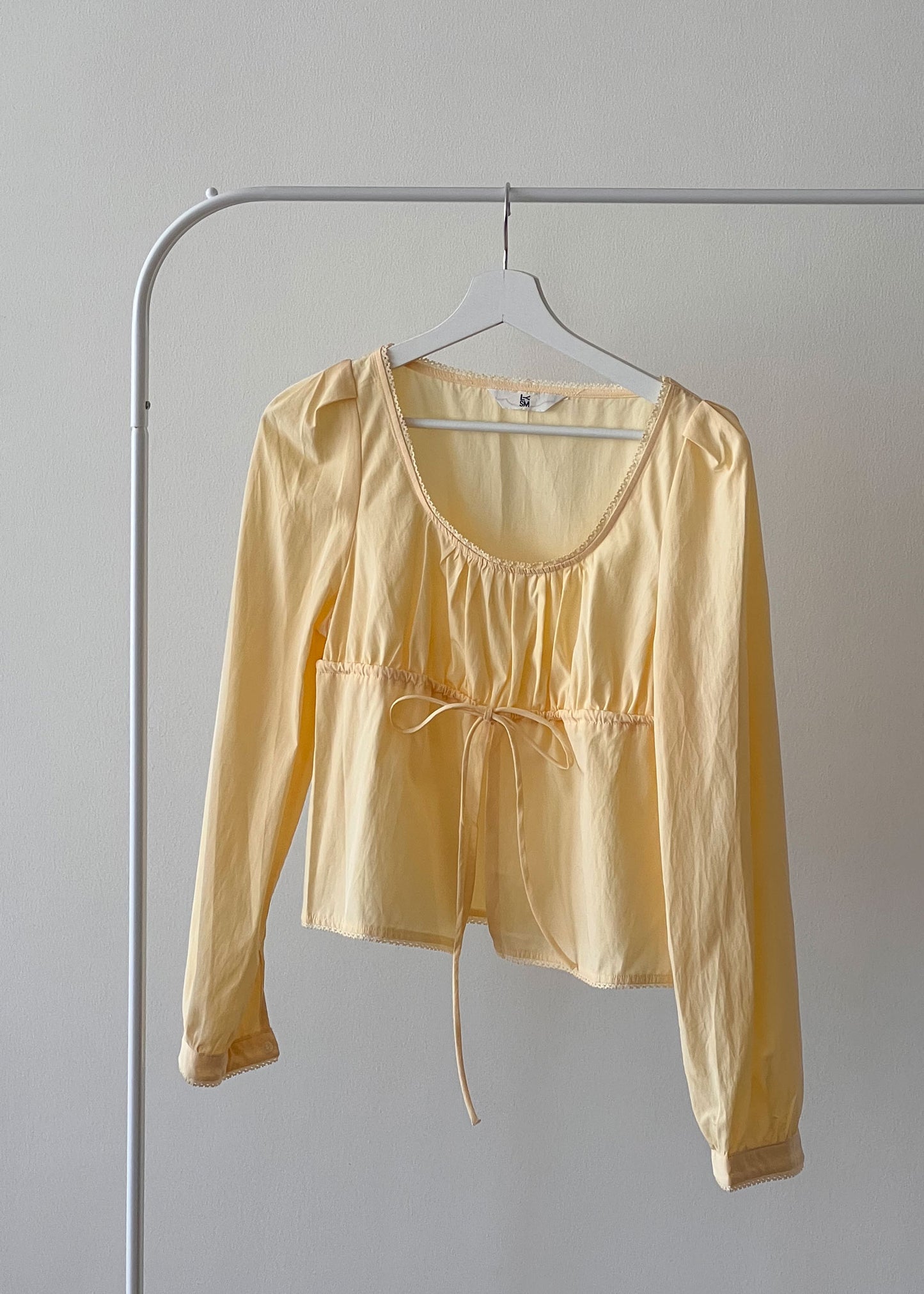 Yellow Poplin Scoop Neck Shirt