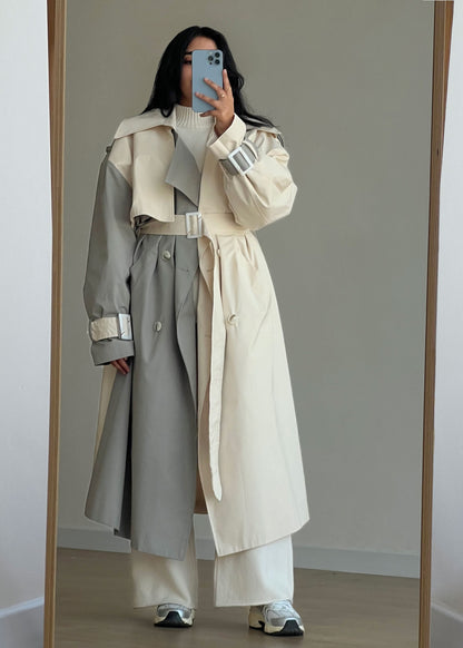 Grey and Cream Trench Coat