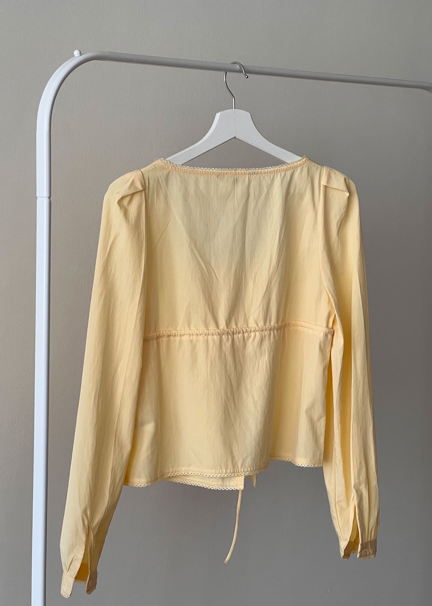 Yellow Poplin Scoop Neck Shirt