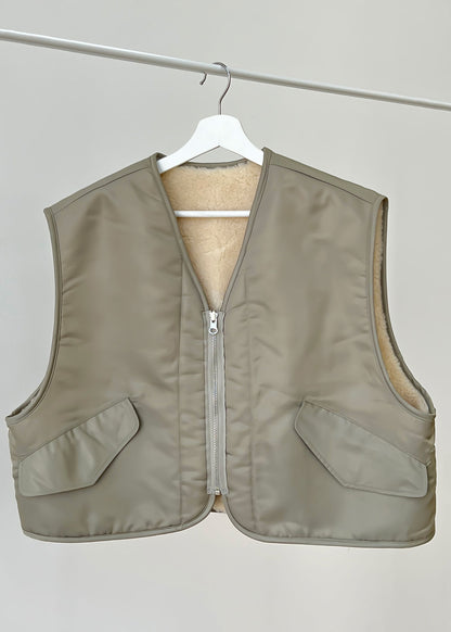 Olive Fleece Reversible Vest