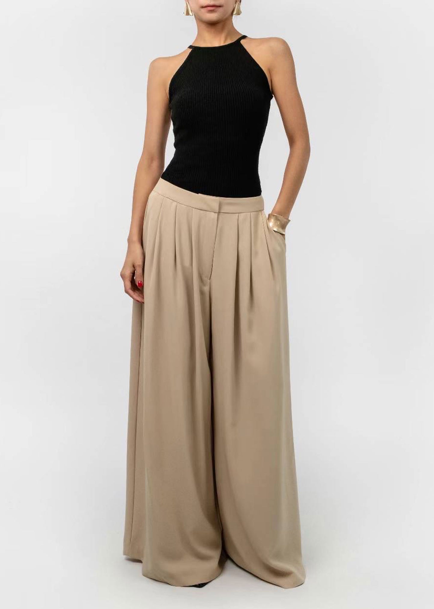 Beige Wide Pants