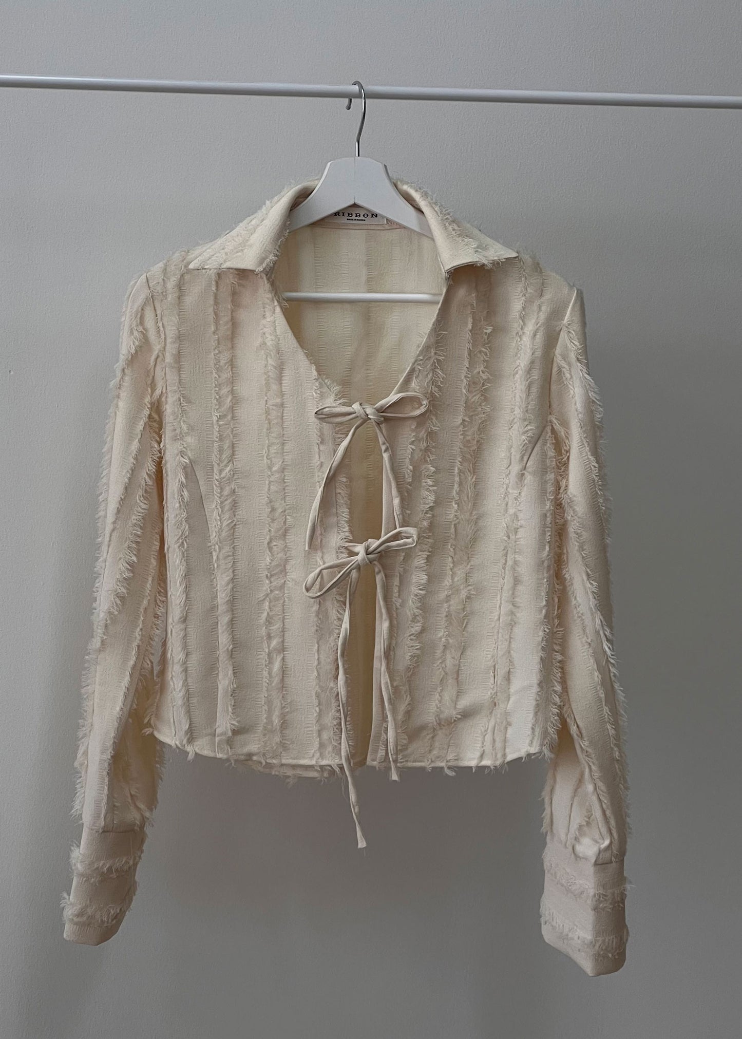 Cream Frayed Top