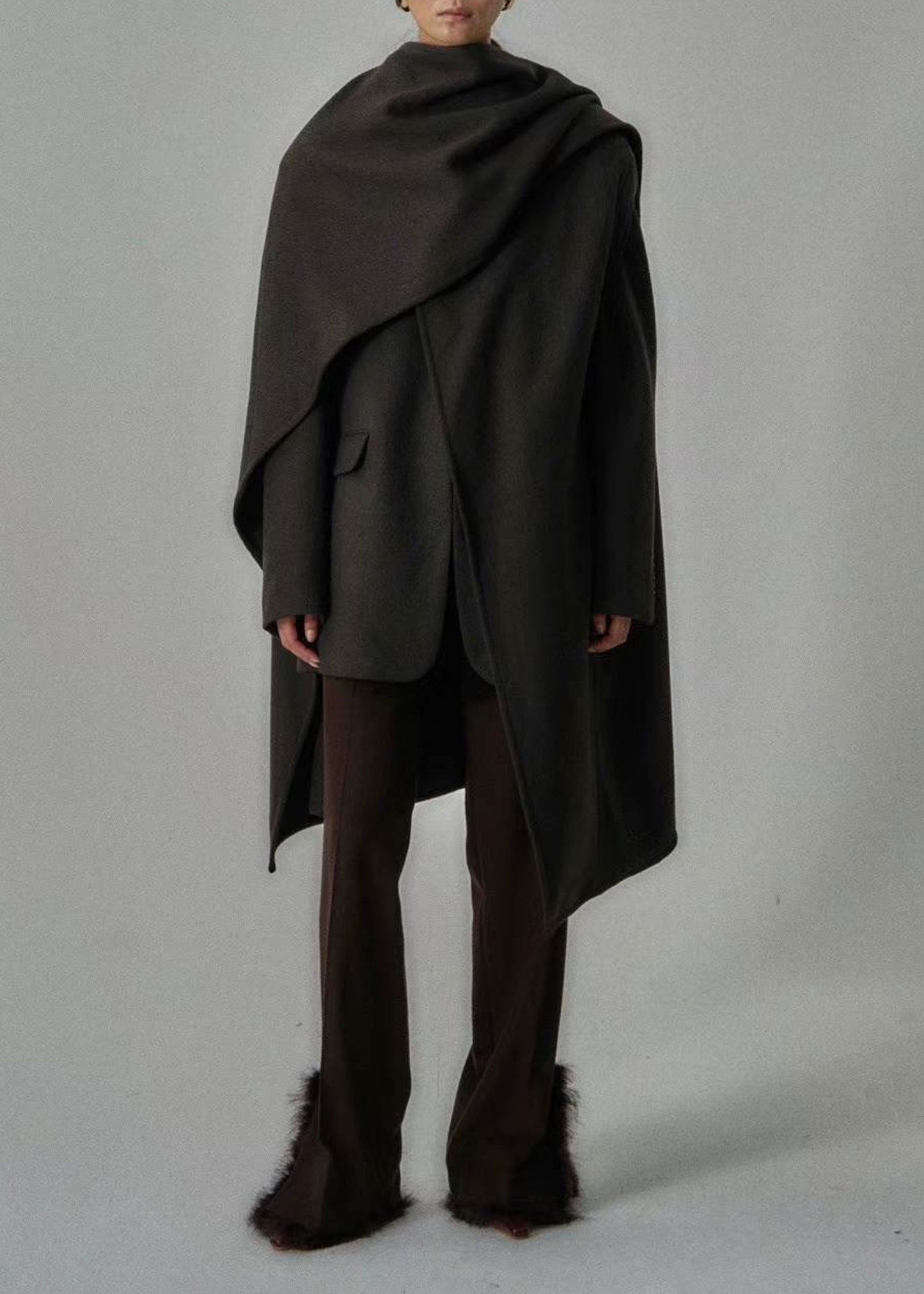 Brown Wool Cape Coat