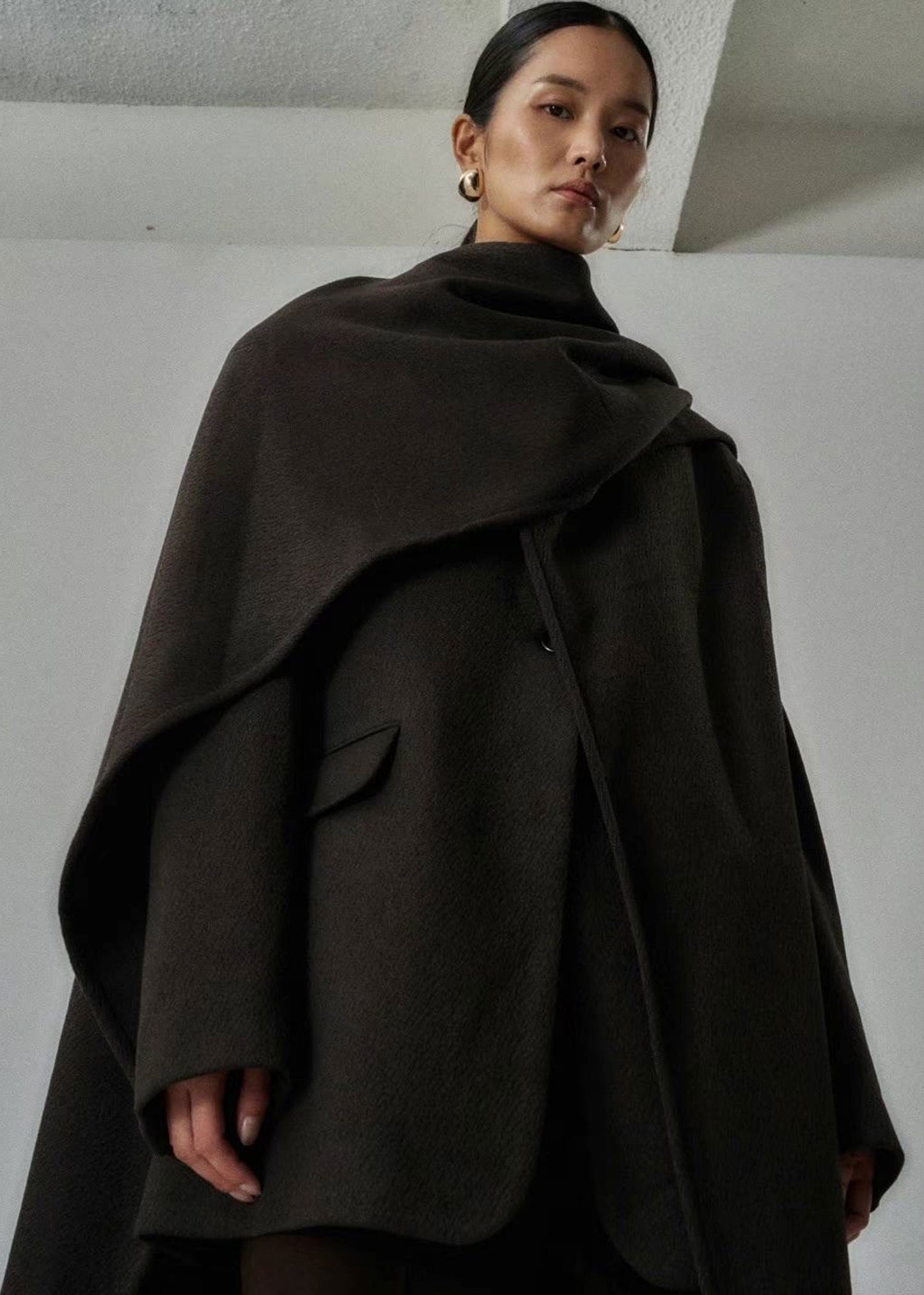 Brown Wool Cape Coat