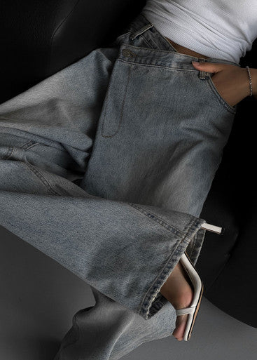 Light Wash Asymmetric Jeans